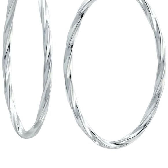 Giani Bernini Silver Curved Hoop Earrings - Picture 1 of 5